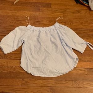 Light blue and white striped flowy top